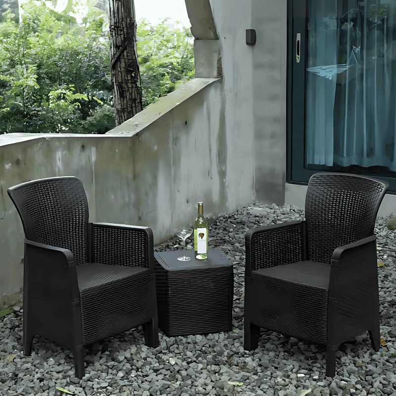 Conjunto PP 2 Cadeiras Estofo Cinza + Mesa Apoio Ref. 923VG01 Ambiente