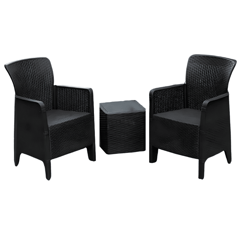 Conjunto PP 2 Cadeiras Estofo Cinza + Mesa Apoio Ref. 923VG01