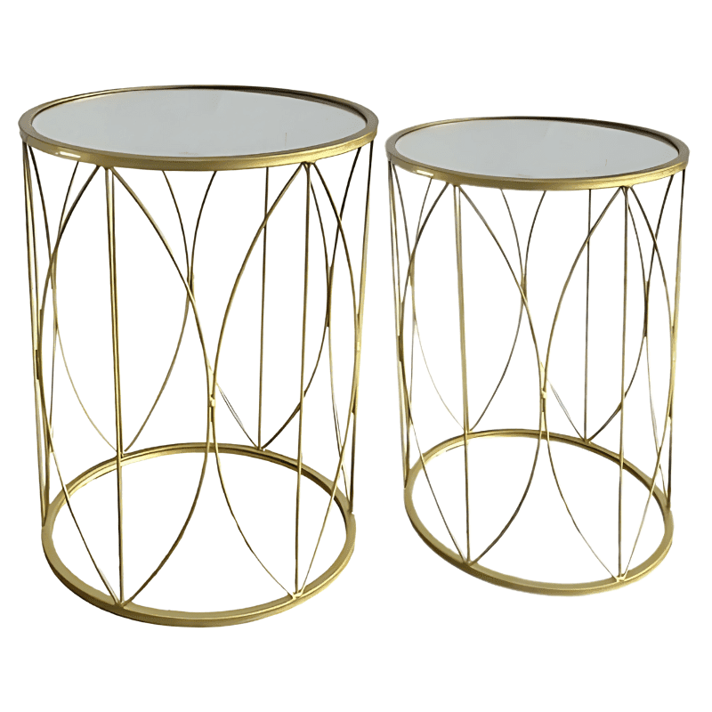 Conjunto de 2 Mesas de Apoio de Metal Dourado Ref. 3045