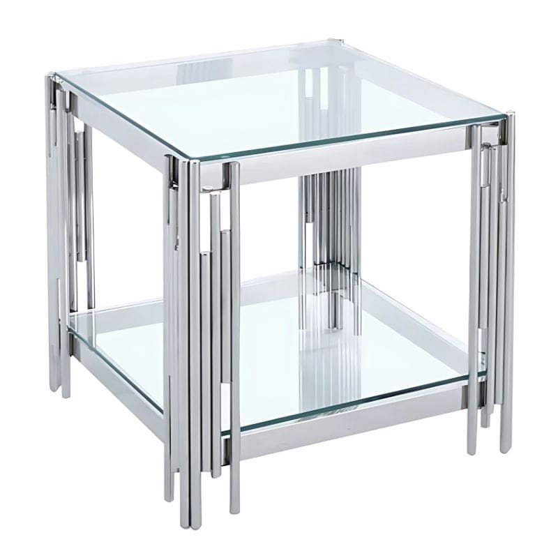 Mesa de Apoio Inox e Vidro Ref. 9099.