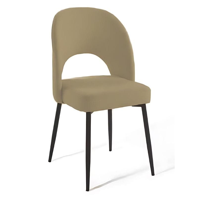 Cadeira Veludo Taupe Pés Pretos Ref. 3014