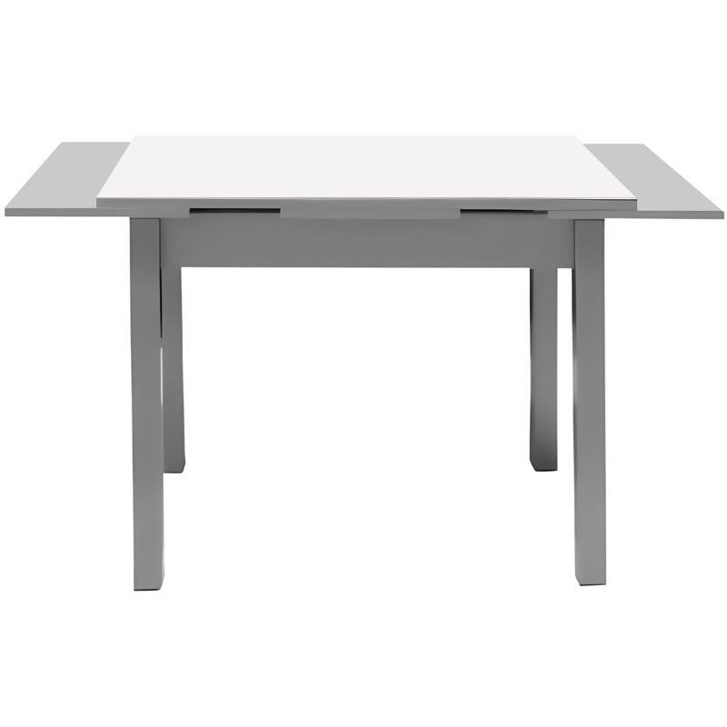 Mesa Extensível Tuí Vidro Branco Aberta