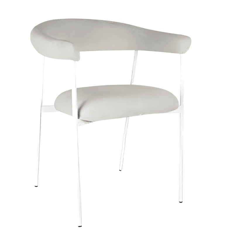 Cadeira Tecido Pé Branco Ref. 912DR-1510-A Beje