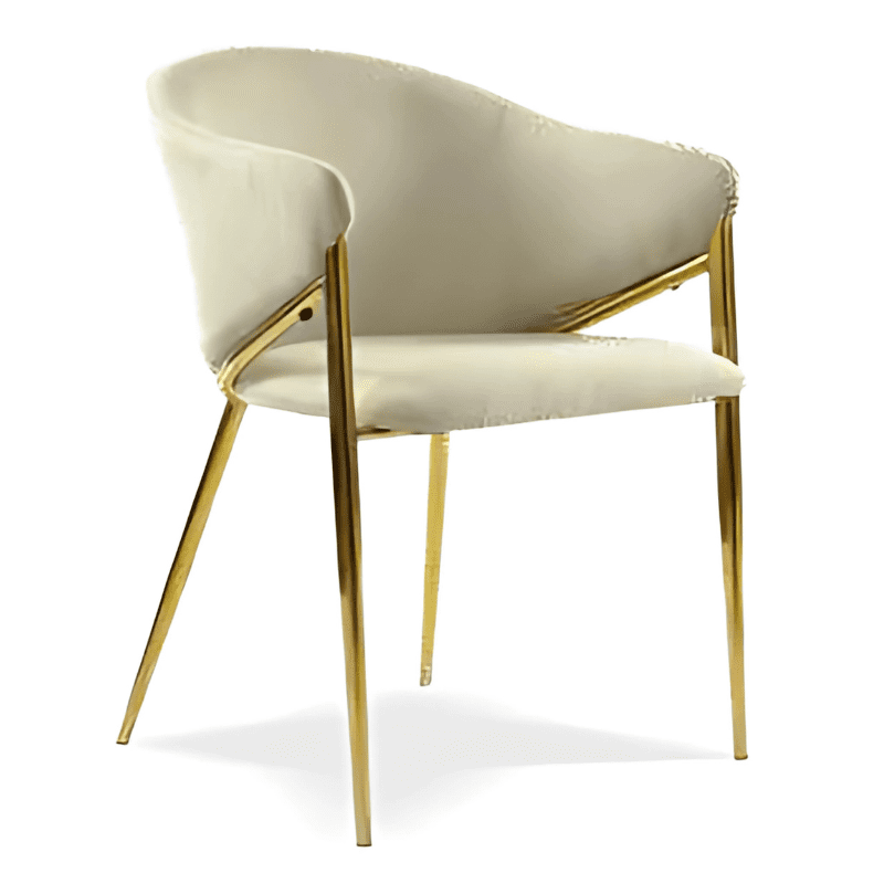 Cadeira Tecido Pé Dourado Ref. 897DC055 Beje