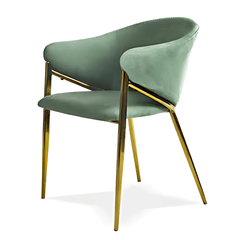 Cadeira Tecido Pé Dourado Ref. 897DC055 Verde