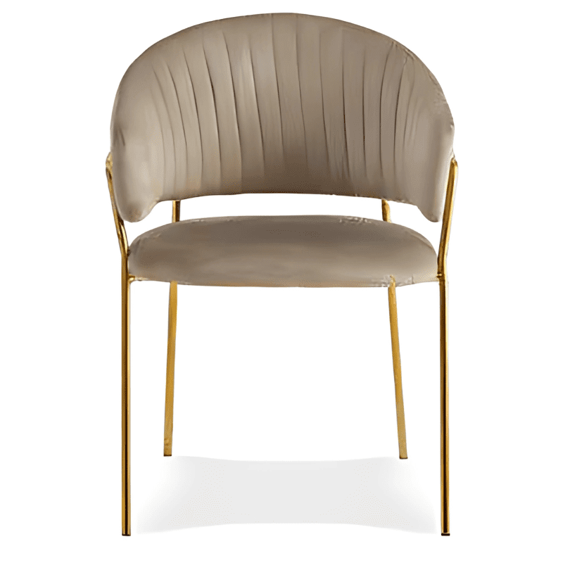 Cadeira Tecido Velvet Pé Dourado Ref. 854JTR08G Beje