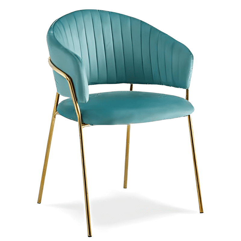 Cadeira Tecido Velvet Pé Dourado Ref. 854JTR08G Turquesa