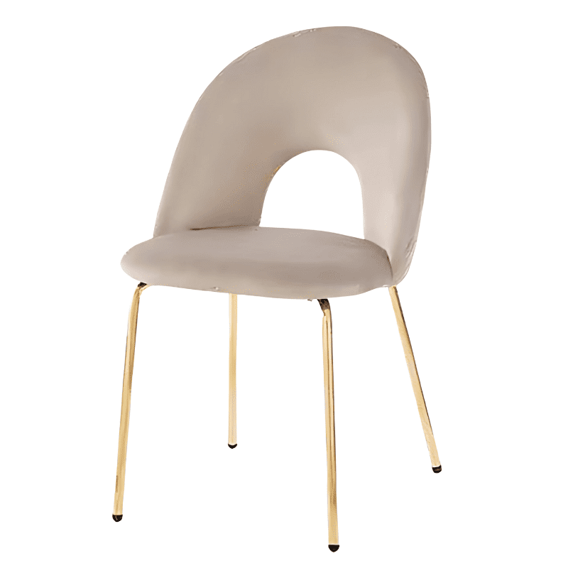 Cadeira Tecido Velvet Pé Dourado Ref. 854KJC036 beje