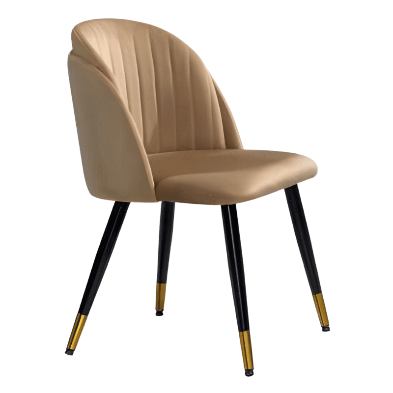 Cadeira Tecido Velvet Pé Pintado Preto c_Dourado Ref. 854KJC113 Beje