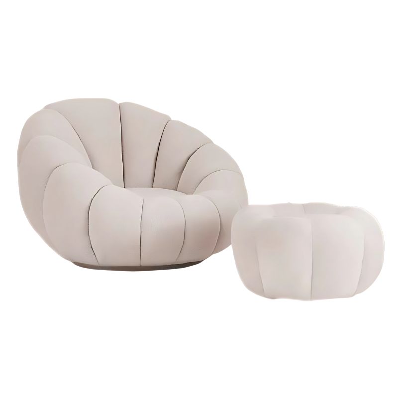 Conjunto Cadeirão Relax Banco Tecido Bege Ref. 854 Teddy