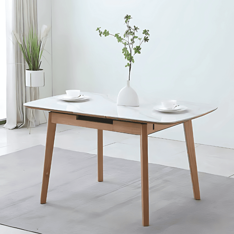 Mesa Extensível Tampo Imitação Cerâmica Pé Madeira Natural Ref. 684GT09 Ambiente