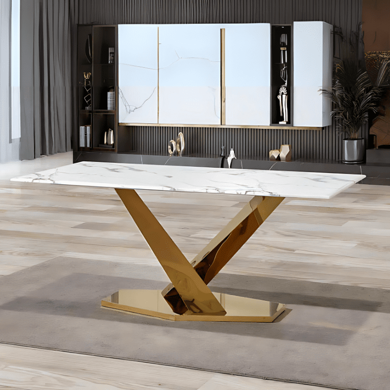 Mesa c_Tampo Mármore Pé Dourado Ref. 902DN52GM Ambiente