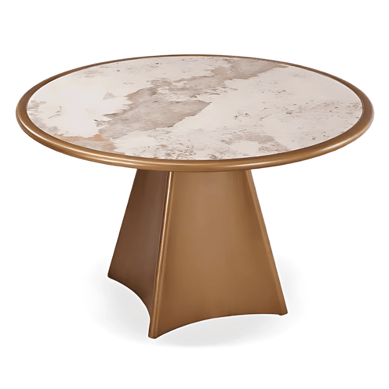 Mesa de Sala Redonda T_Mármore Pandora Pé Dourado Ref. 7686558