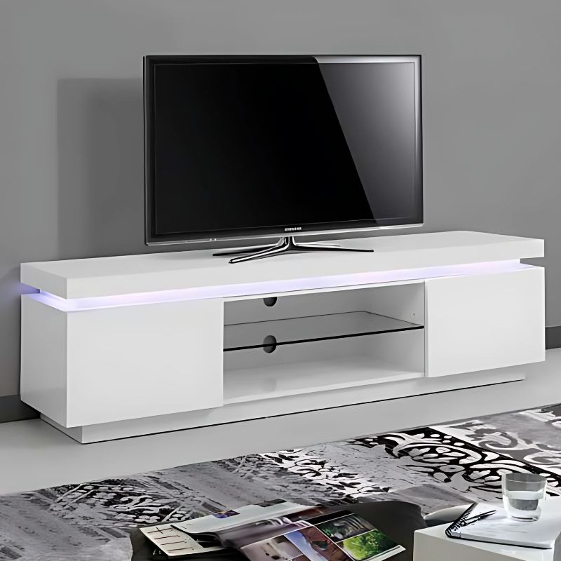 Móvel TV Lacado Branco cLED Ref. 846W0050A Ambiente