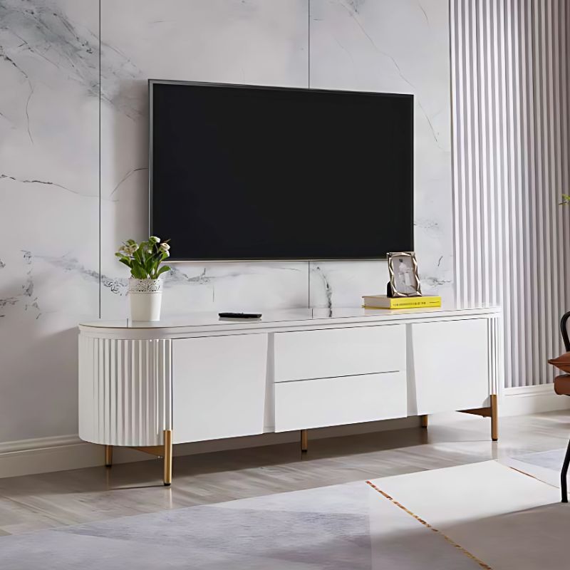 Móvel TV Lacado Branco cTampo Mármore Ref. 906R2337TV Ambiente