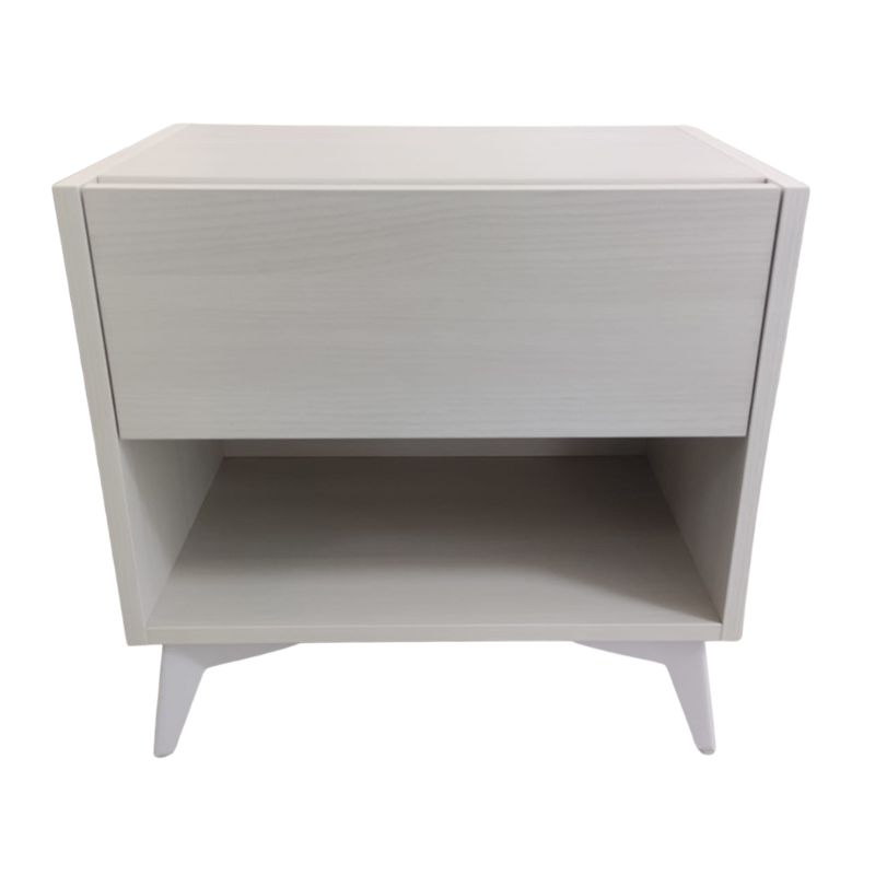Mesa Cabeceira AQUA 1 Gaveta Carvalho Glacial cPés Brancos Ref. AQ2101 (1)