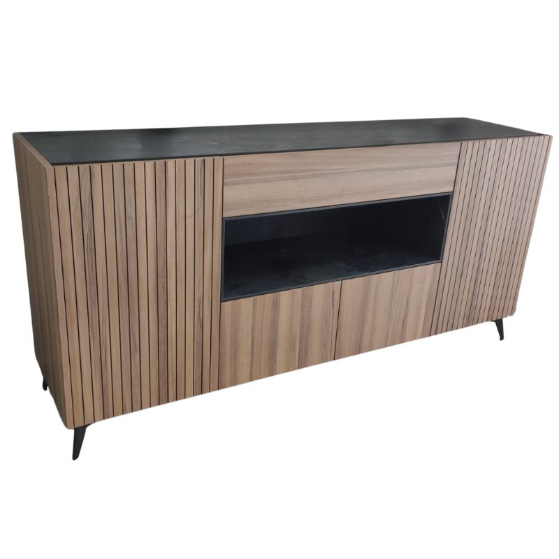 Aparador AQUA Painel Ripado cPés Pretos Ref. AQ205