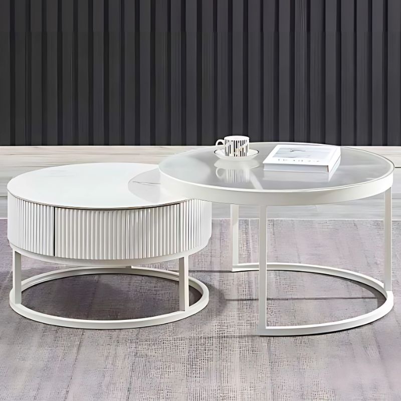 Conjunto Mesas Centro Tampo Imitação Mármore e Vidro Ref. 888CT-266 Ambiente