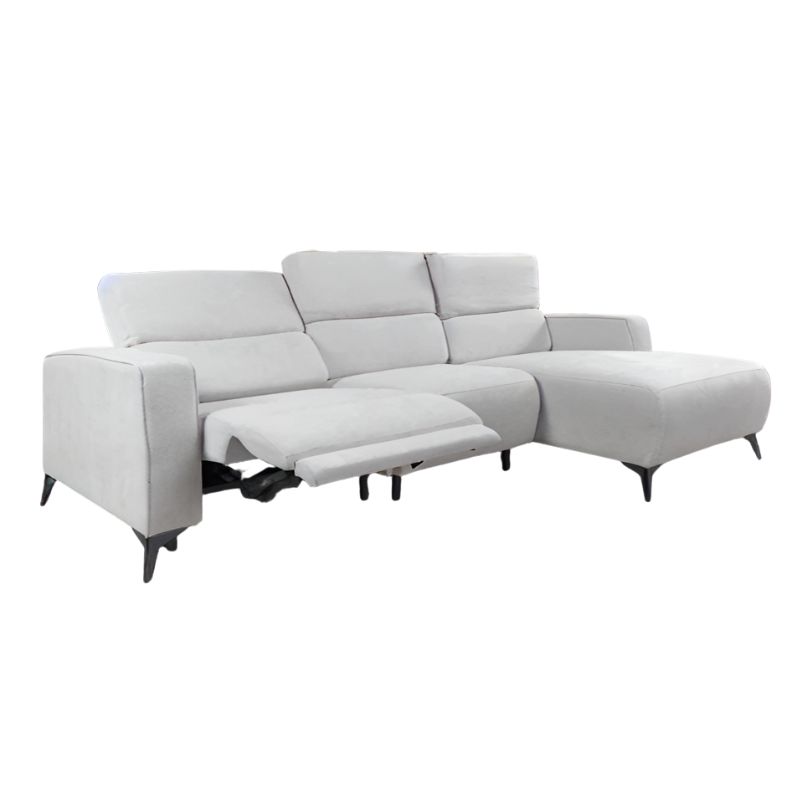 Sofá Verona 3L Chaise Direita c_Relax Elétrico L.Esquerdo Tecido Eco Cement