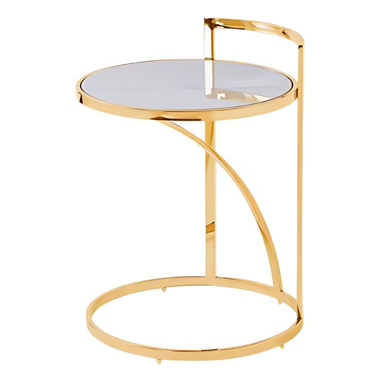 Mesa Apoio Dourada Tampo Pedra Ref. 863CT-355 Lateral