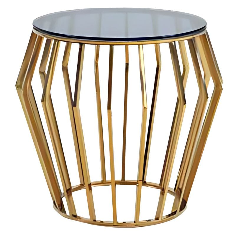 Mesa Apoio Dourada Tampo Vidro Ref. 863RSCT-120