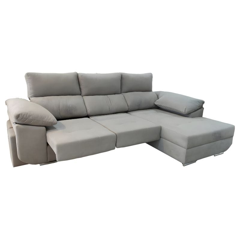Sofá James 3 Lugares + Chaise Direita Tecido Queens Light Grey Ambiente
