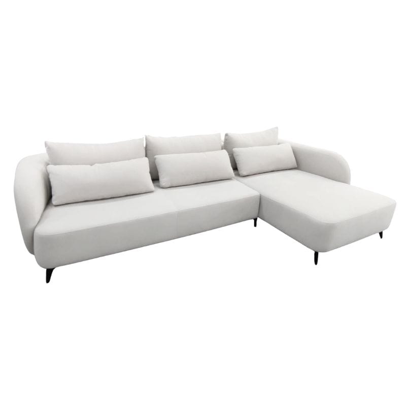 Sofá Troia 3 Lugares + Chaise Direita Tecido Storm 02 Fechado