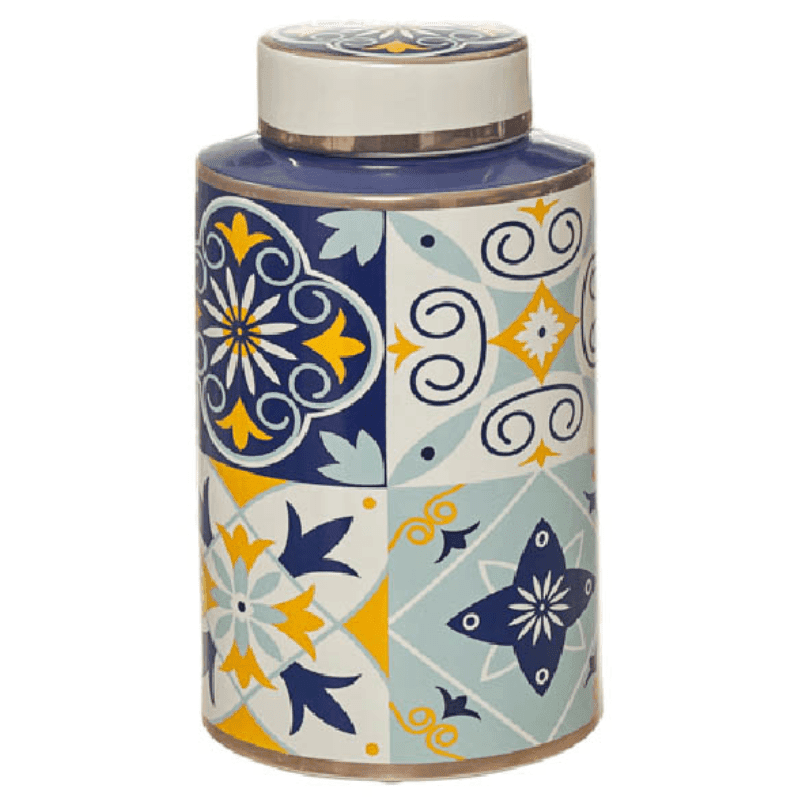 Cerâmica - Frasco Azulejos Azul e Amarelo Ref. 28535