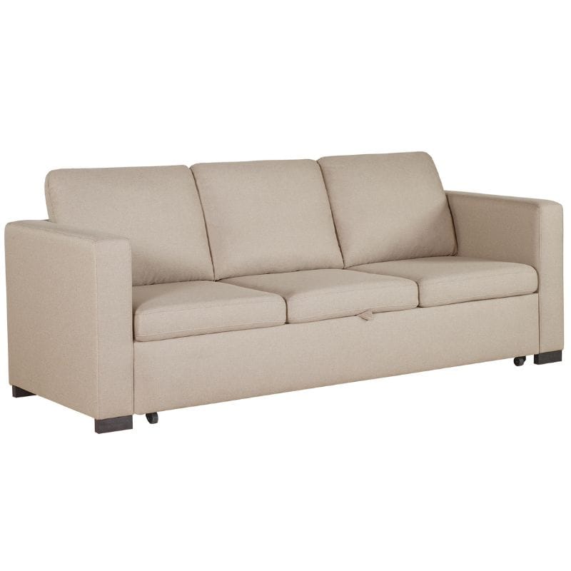 Sofá Viking 3 Lugares com Cama Sydney Bege Lateral