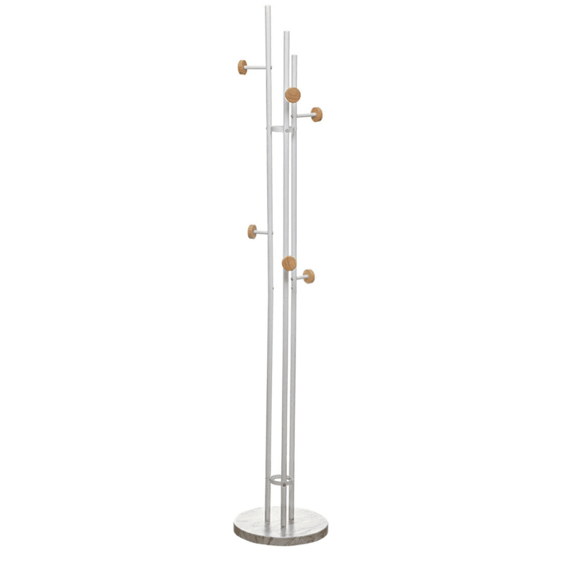 Cabide em Metal Branco com Bolas cor Madeira Ref. 52564