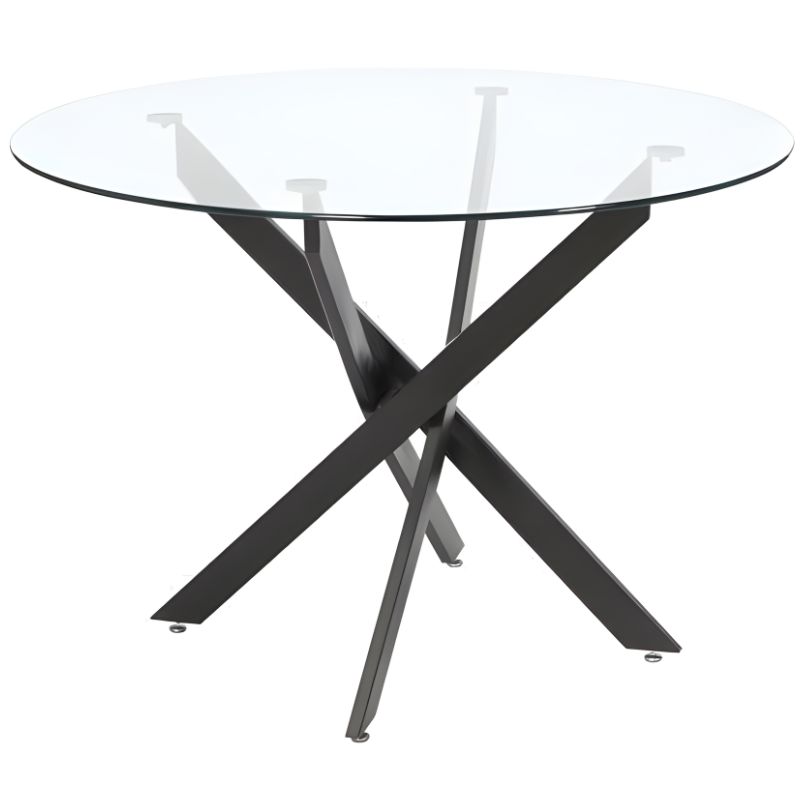 Mesa Redonda Tampo Vidro Délia 110cm c_Pés Pretos