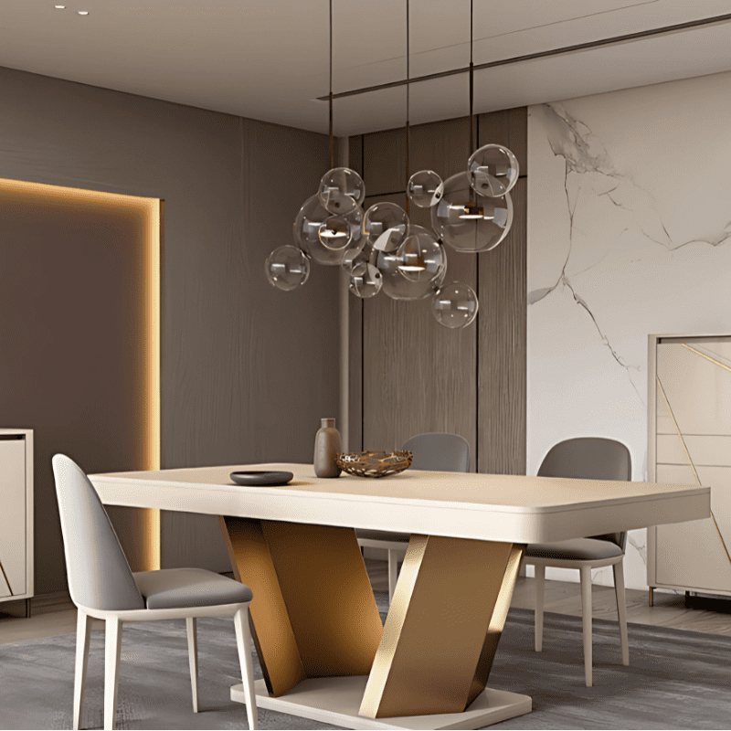 Mesa Sala Toronto Lacada Branco Mate 1013 + Dourado Ambiente