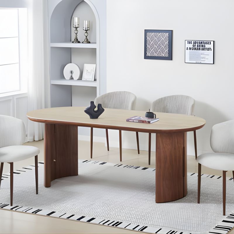 Mesa Sala cTampo Travertine cPé Walnut Ref. 893TD-2552 Ambiente