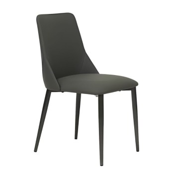 Cadeira PU Cinza Pé Pintado Alumínio Ref. 829B3069