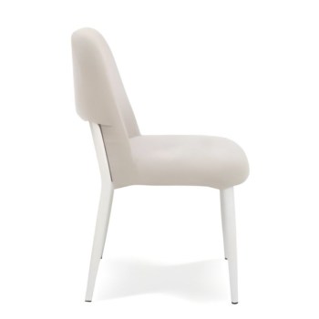 Cadeira Tecido Bege Pé Branco Ref. 922A-4037PB Lateral