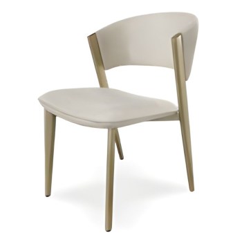 Cadeira Tecido Bege Pé Dourado Ref. 829B2666G