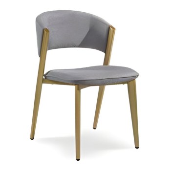 Cadeira Tecido Cinza Pé Dourado Ref. 829B2666G