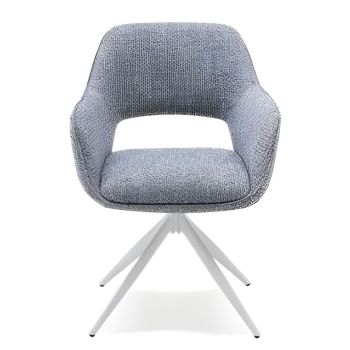 Cadeira Tecido Cinza Rotativa Pé Branco Ref. 927SKR-2504