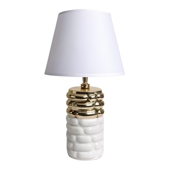 Candeeiro Branco e Dourado Base Cerâmica Ref. 5302