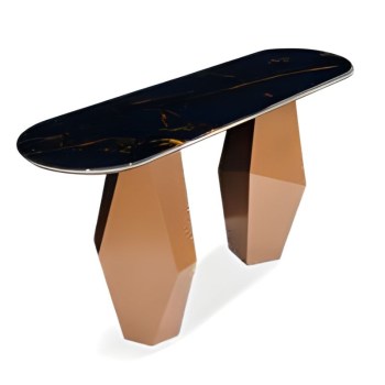 Consola Tampo Mármore Pé Bronze Escovado Ref. 928T1055