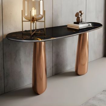 Consola Tampo Mármore Pé Bronze Ref. 928T1030 Ambiente