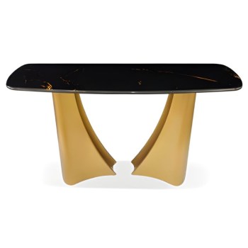 Consola Tampo Mármore Pé Dourado Escovado Ref. 928T1056