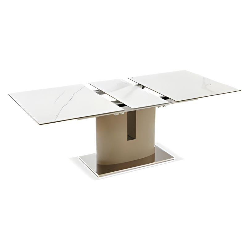 Mesa Extensível Lacado Taupe CTampo CerâmicaVidro Ref. 906R2321-TPE Aberta