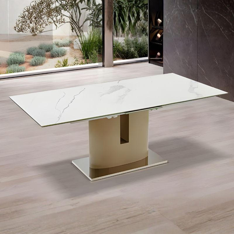 Mesa Extensível Lacado Taupe CTampo CerâmicaVidro Ref. 906R2321-TPE Ambiente
