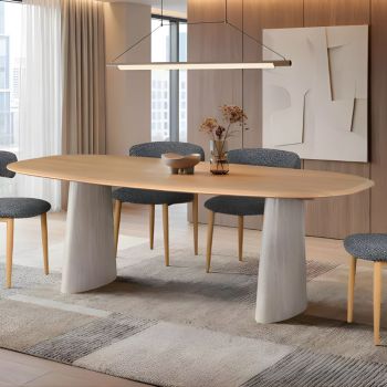Mesa Sala Tampo Natural Pé Travertine Ref. 912F-1904 Ambiente