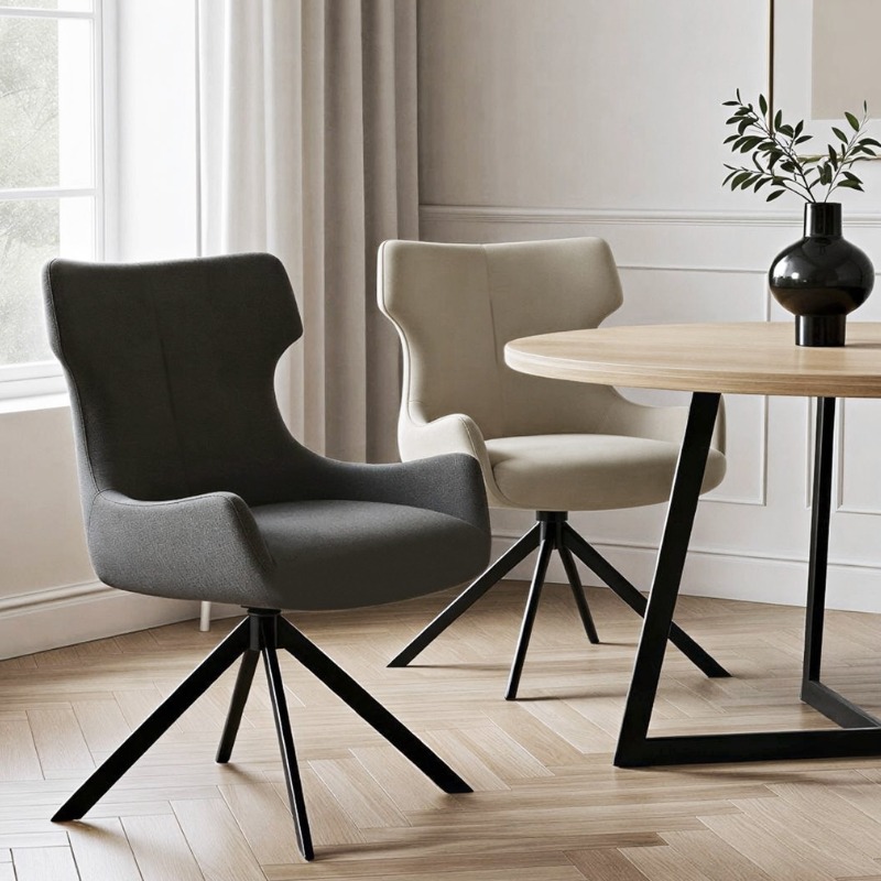 Cadeira Robert Rotativa Estofada Tecido Gris Ref. 0700750024212 Ambiente