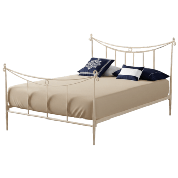 Cama Ferro Decapé Branco e Bege Ref. 144 p Colchão 200x150
