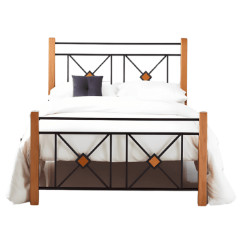 Cama Ferro Madeira e Ferro Preto Liso Ref. 188 p_col 195x140 cm