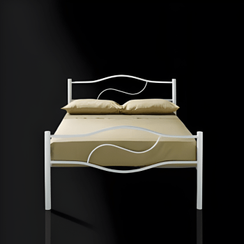 Cama Ferro Branca Ref. 164 p_Colchão 183x133 cm