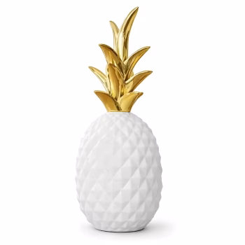Ananás Decorativo Branco e Dourado Ref. 5380
